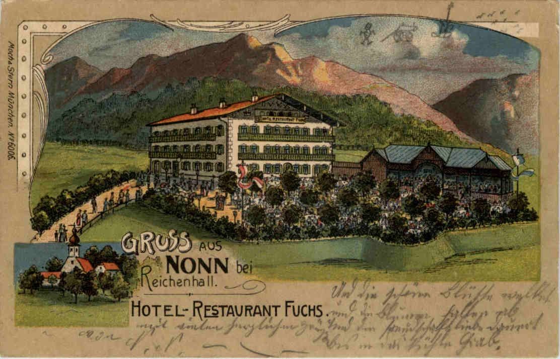 Greetings from Nonn near Reichenhall litho artist postcard Eugen Felle -623754