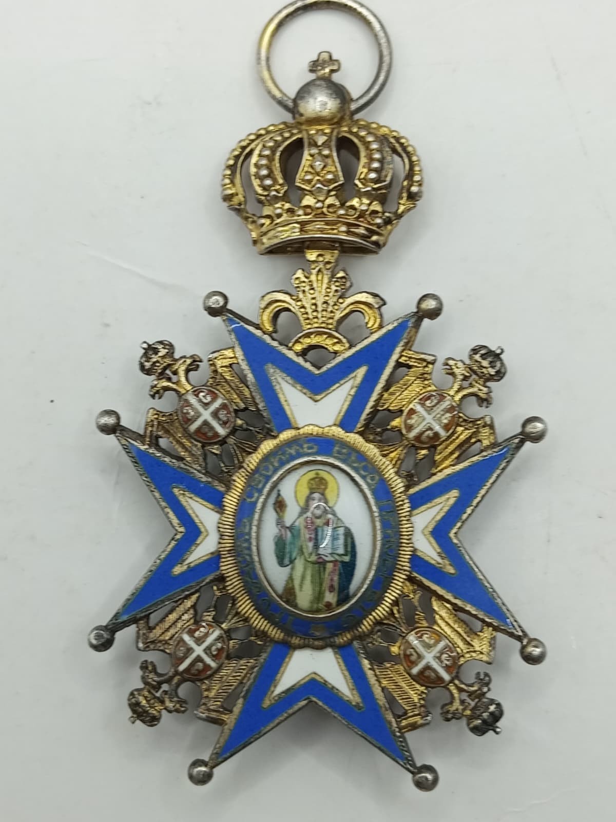 1883 Kingdom Serbia Saint Sava Pendant 5th Class Silver Gilt Enamel Badge Medal 1883 Kingdom Serbia Saint Sava Pendant 5th Class Silver Gilt Enamel Badge Medal