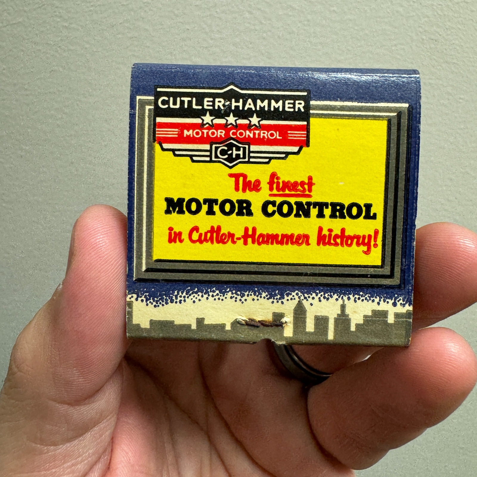 Vtg CUTLER HAMMER Motor Control Advertising Matchbook Unstruck Printed Sticks
