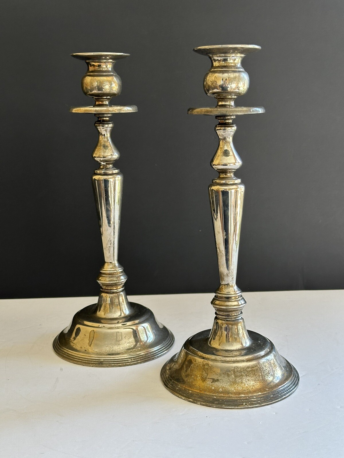 Pair Silver plate Candleholders Wm. Rogers & Son 11” Vtg Grannycore Maximalist