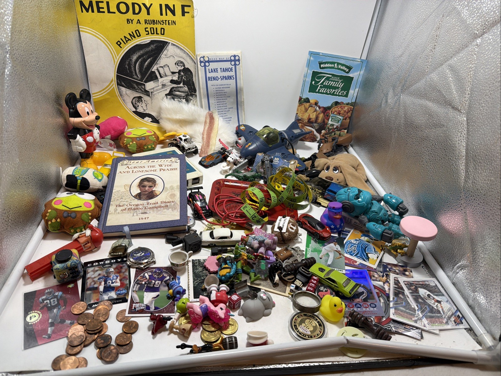 Huge Vtg Junk Drawer Flea Market Unique Treasure Trinket Lot  Coins Cards Mickey