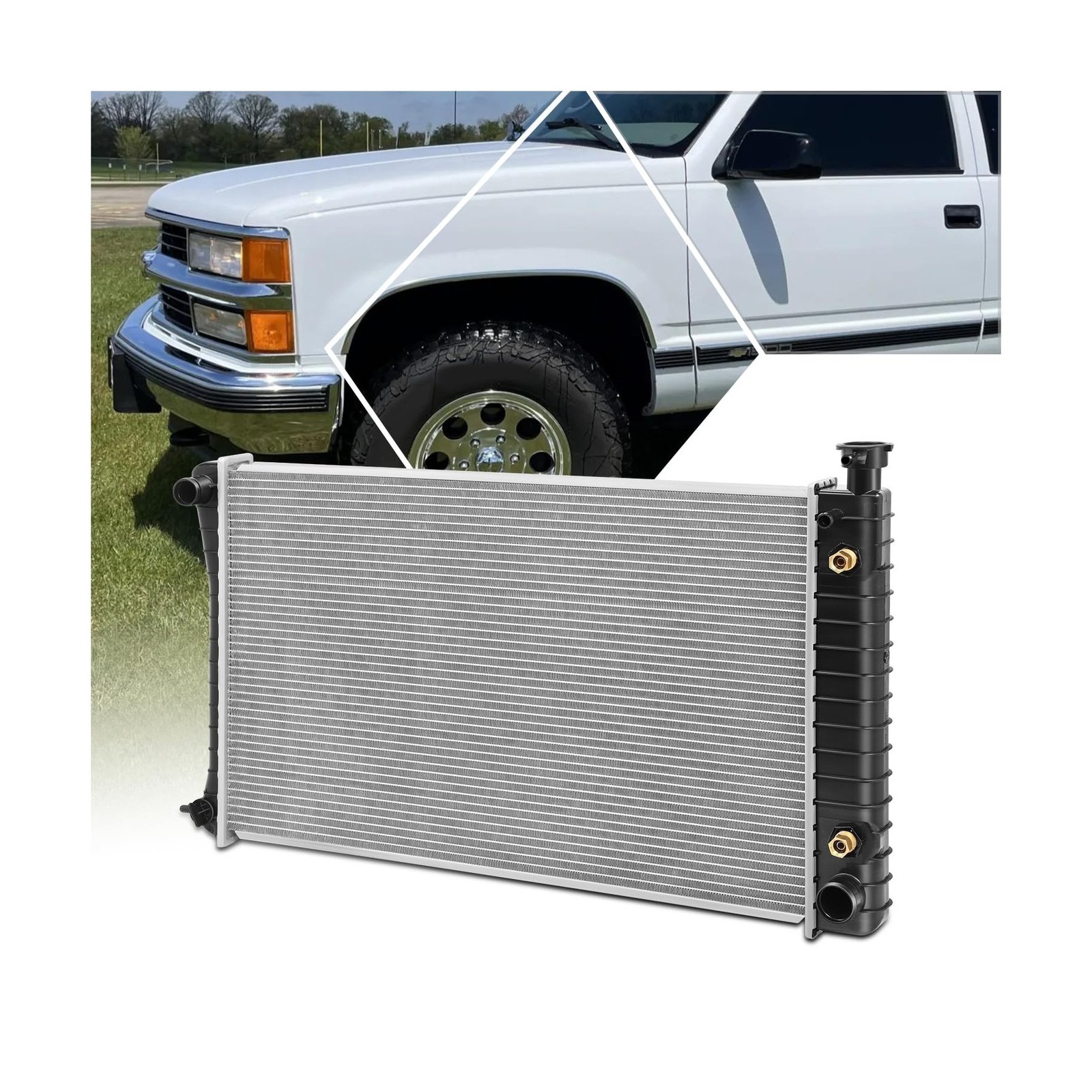 Radiator - Fit For 1988-1999 Chevy GMC C/K Pickup, 2-Row, DPI-1690, w/ Cap