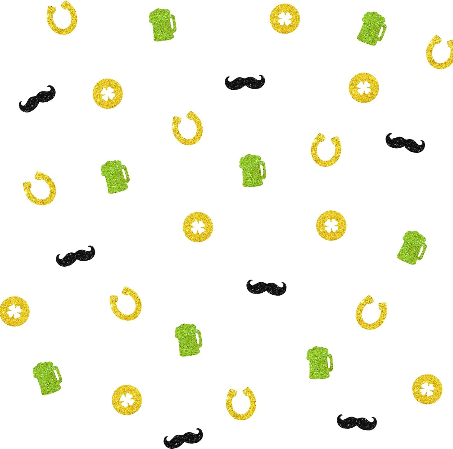 St. Patrick'S Day Shamrock Table Confetti, Horse Shoe/Gold Coin/Moustache/Beer M