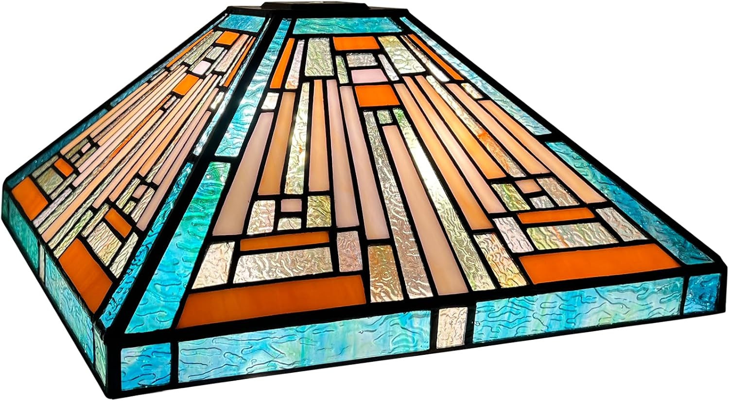 Amber Green Tiffany Lamp Shade - 12 Inch Stained Glass Beauty Amber Green Tiffany Lamp Shade - 12 Inch Stained Glass Beauty