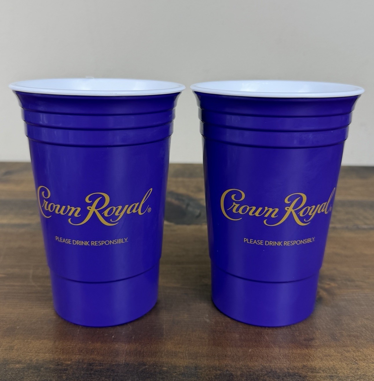 2pk Purple Crown Royal Hard Plastic Reusable Double Walled Solo Style Cups 2pk Purple Crown Royal Hard Plastic Reusable Double Walled Solo Style Cups