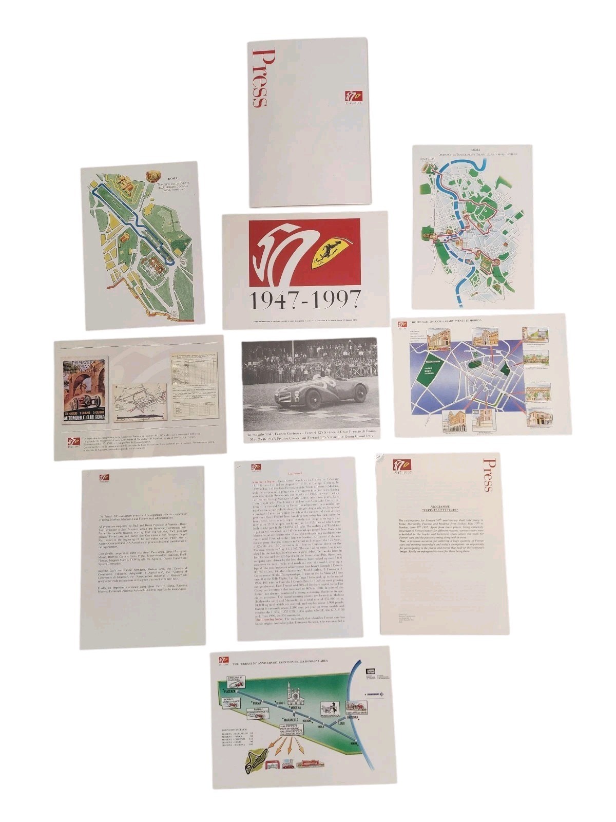 Ferrari 50th Anniversary Events 1947-1997 Press Kit Photo Maps Modena Rome Ferrari 50th Anniversary Events 1947-1997 Press Kit Photo Maps Modena Rome
