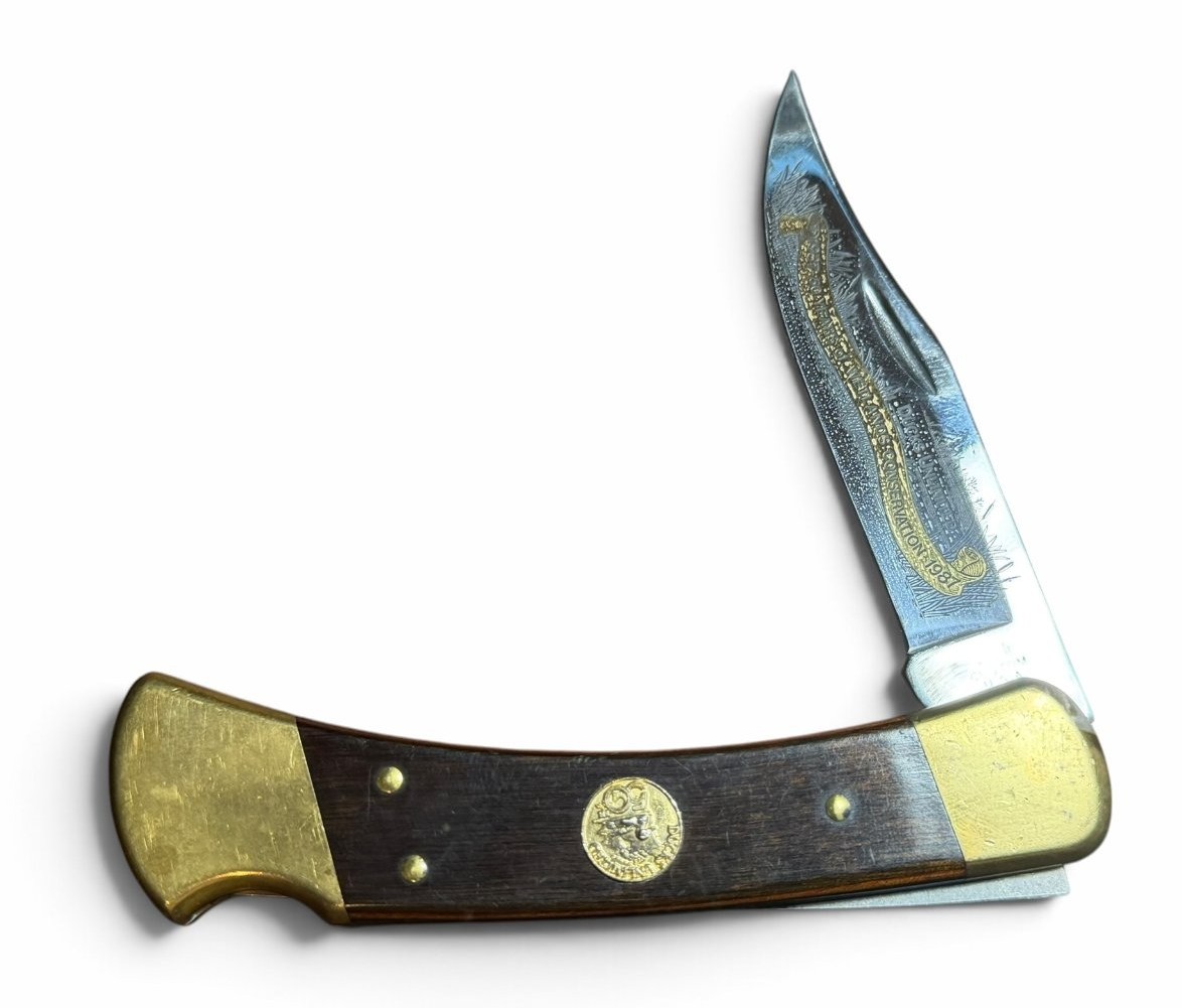 Vintage Buck Custom Ducks Unlimited 1987 Folding Hunter Knife 50 Years Vintage Buck Custom Ducks Unlimited 1987 Folding Hunter Knife 50 Years