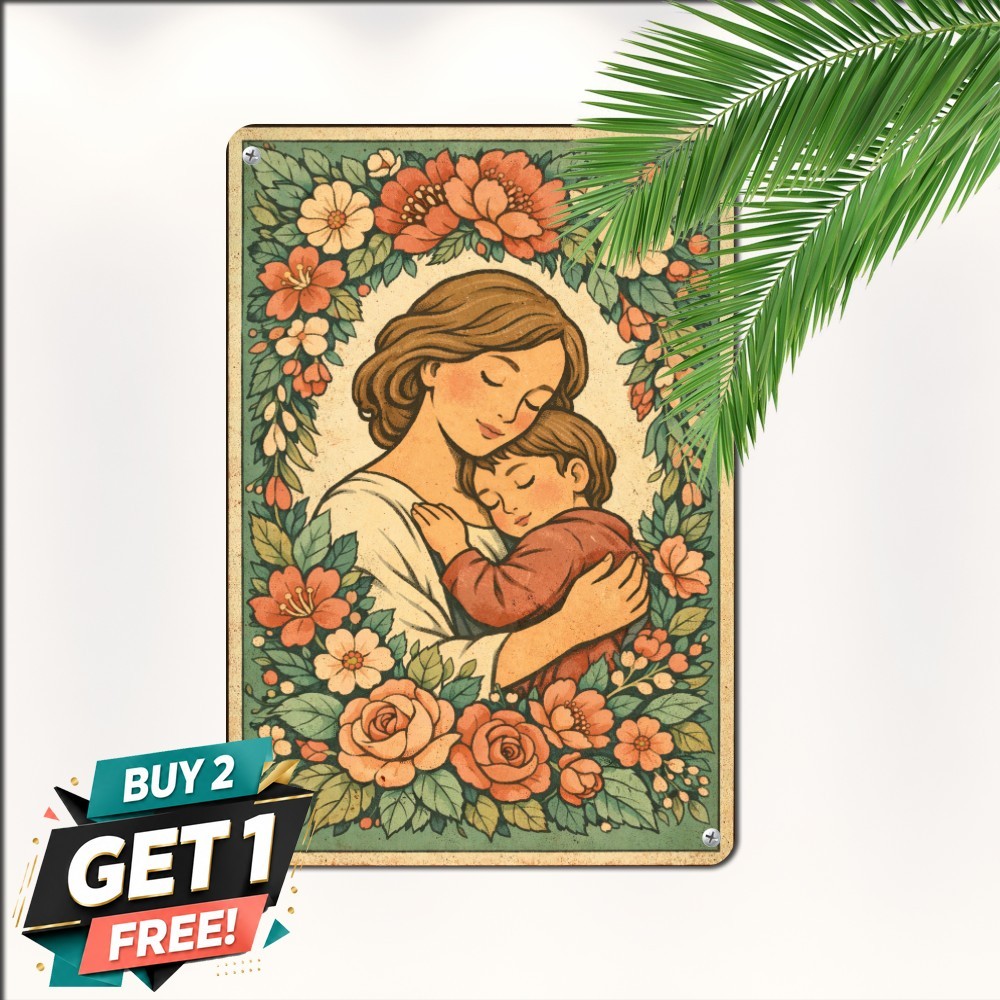 Charming Mother With Youngsters Sign Sweet Animal Family Wall Plaque 8x12 Inch