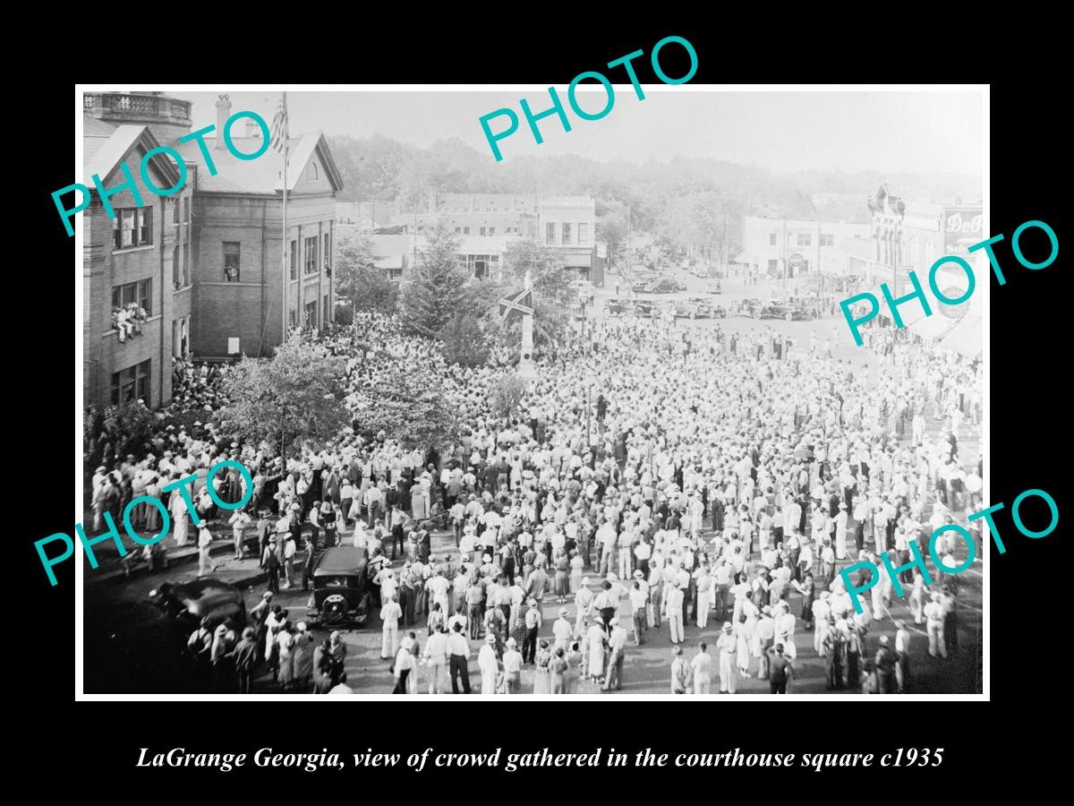 Lagrange Georgia Crowd In The Town Square c1935 Old Large Historic Photo Lagrange Georgia Crowd In The Town Square c1935 Old Large Historic Photo