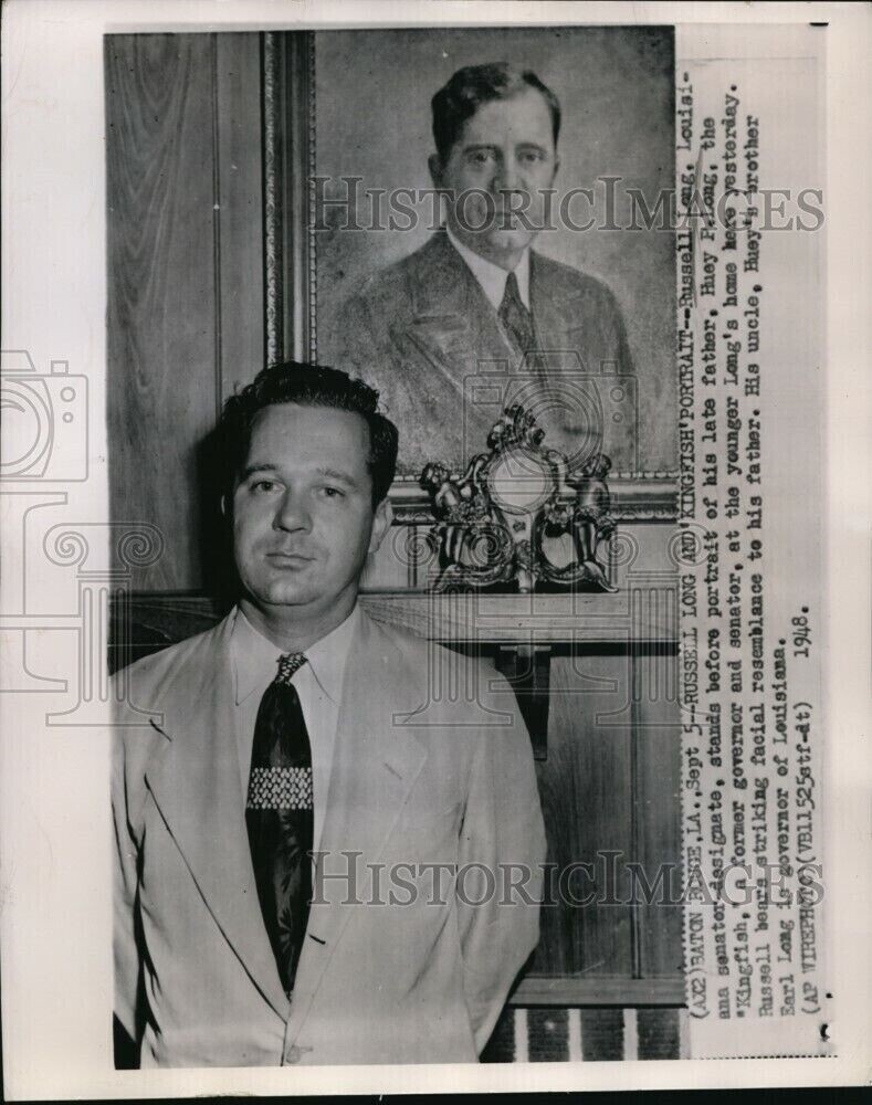 1945 Russell Long Stands Portrait His Father Huey P 10X8 Wirephoto