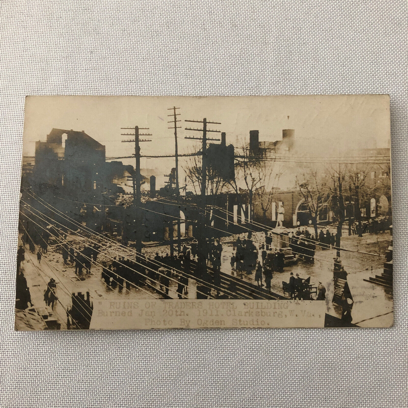 Clarksburg West Virginia Hotel Fire Disaster Real Photo Postcard RPPC 1911