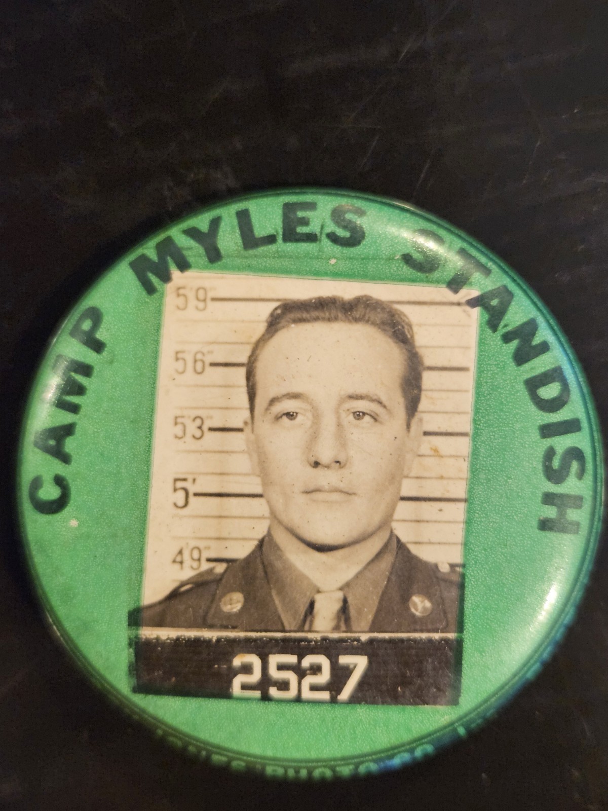 WWII Camp Myles Standish Taunton MA ID Badge Pin Block Jones Photo Co. Boston WWII Camp Myles Standish Taunton MA ID Badge Pin Block Jones Photo Co. Boston