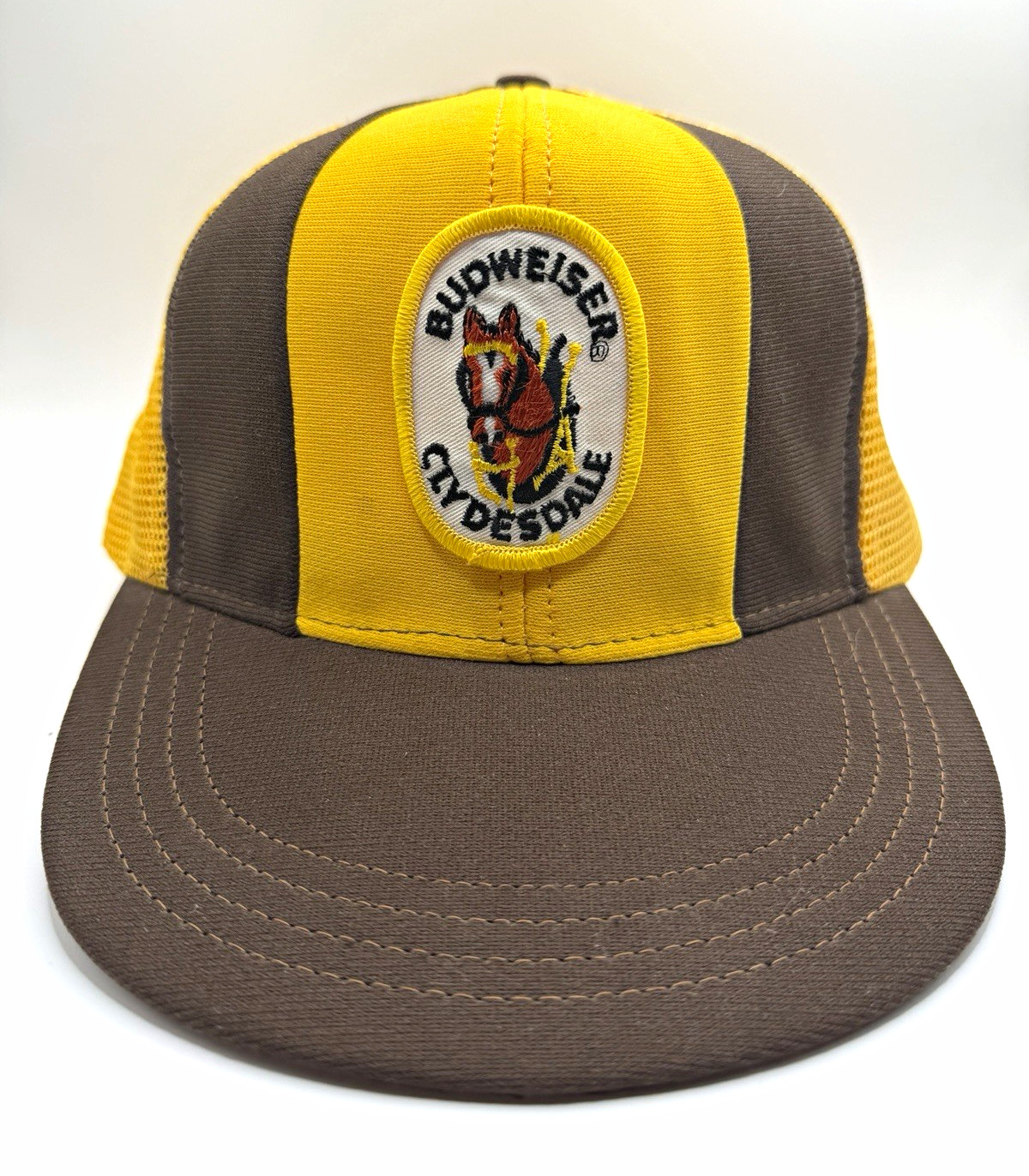Vintage Budweiser Clydesdales Trucker Hat Snapback Mesh Made USA Horse Patch Vintage Budweiser Clydesdales Trucker Hat Snapback Mesh Made USA Horse Patch