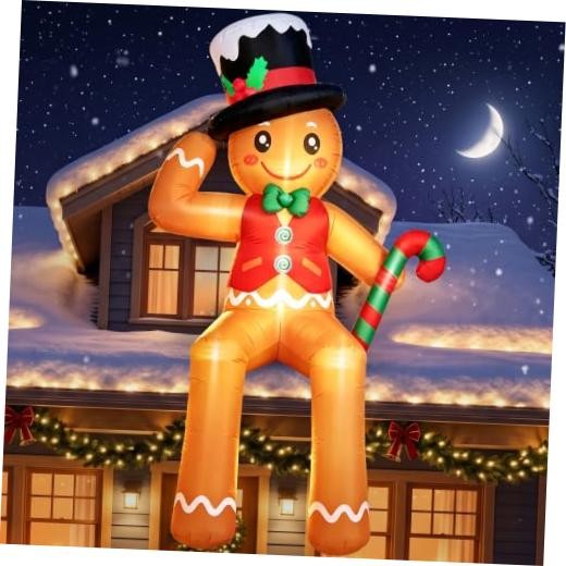 Giant 16 FT Christmas Inflatable Gingerbread Man Outdoor Decor - Lighted