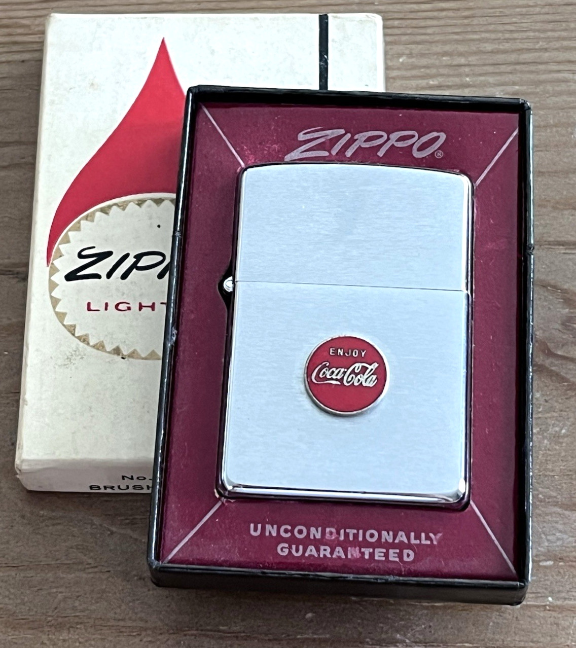 Rare 1967 Zippo Enjoy Coca-Cola Coke Soda Pop Advertising Lighter & Original Box