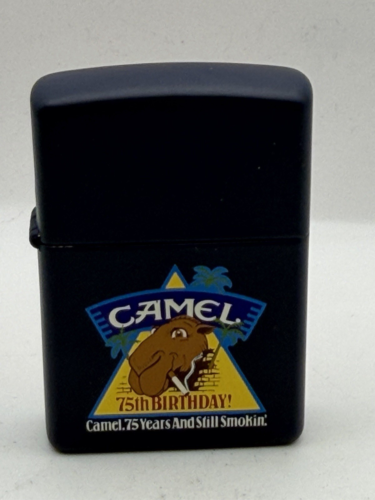 Vintage 1996 Camel 75th Anniversary Navy Blue Matte Zippo Lighter New Vintage 1996 Camel 75th Anniversary Navy Blue Matte Zippo Lighter New