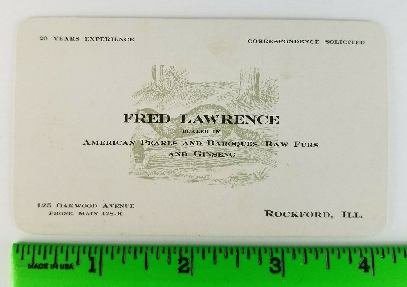 Vintage 1909 Dealer Raw Furs Pelts Trapping Ginseng Business Card Rockford IL Vintage 1909 Dealer Raw Furs Pelts Trapping Ginseng Business Card Rockford IL