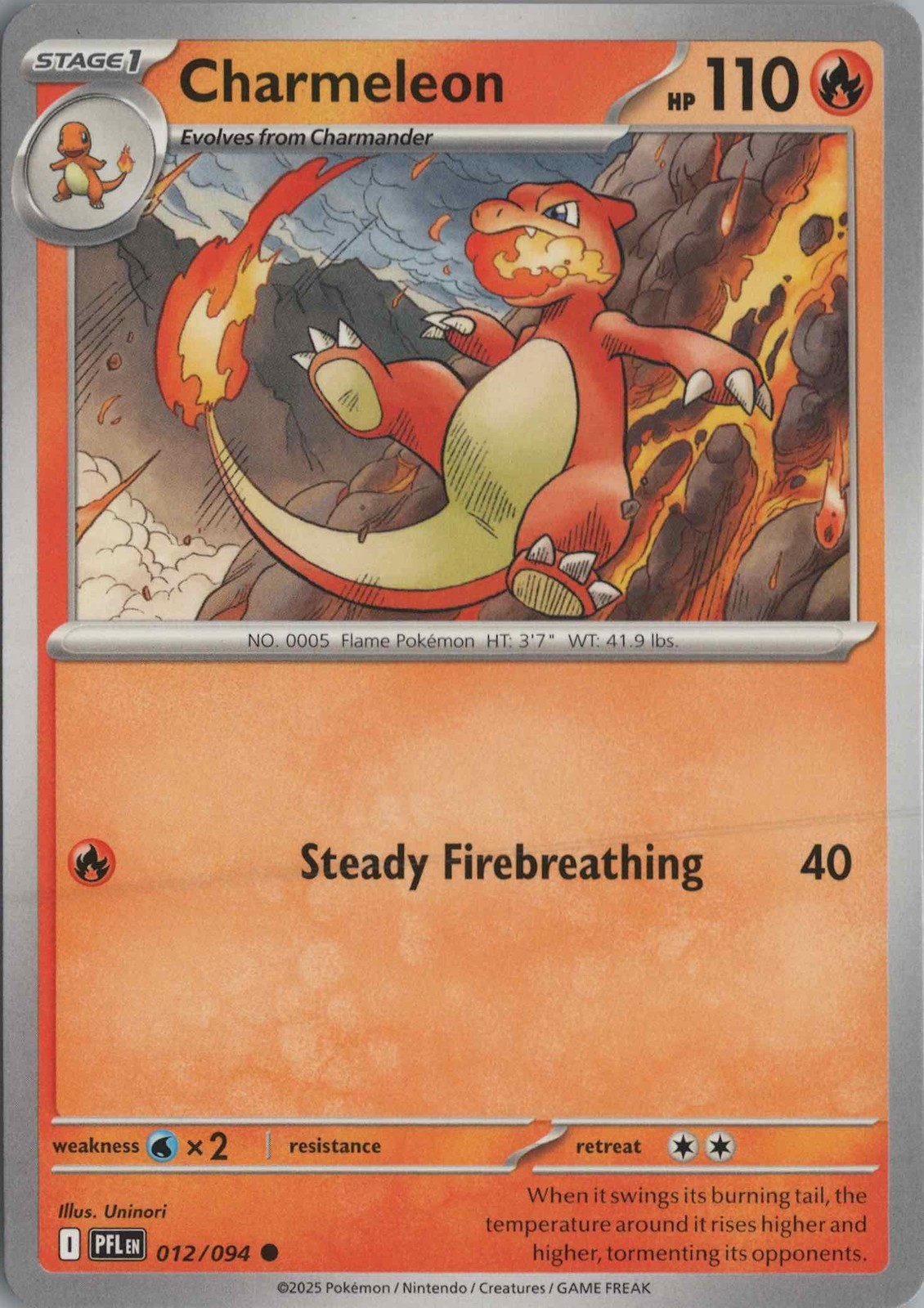 2025 POKÉMON VIOLET PRISMATIC EVOLUTIONS #012 CHARMELEON ILLUSTRATION RARE
