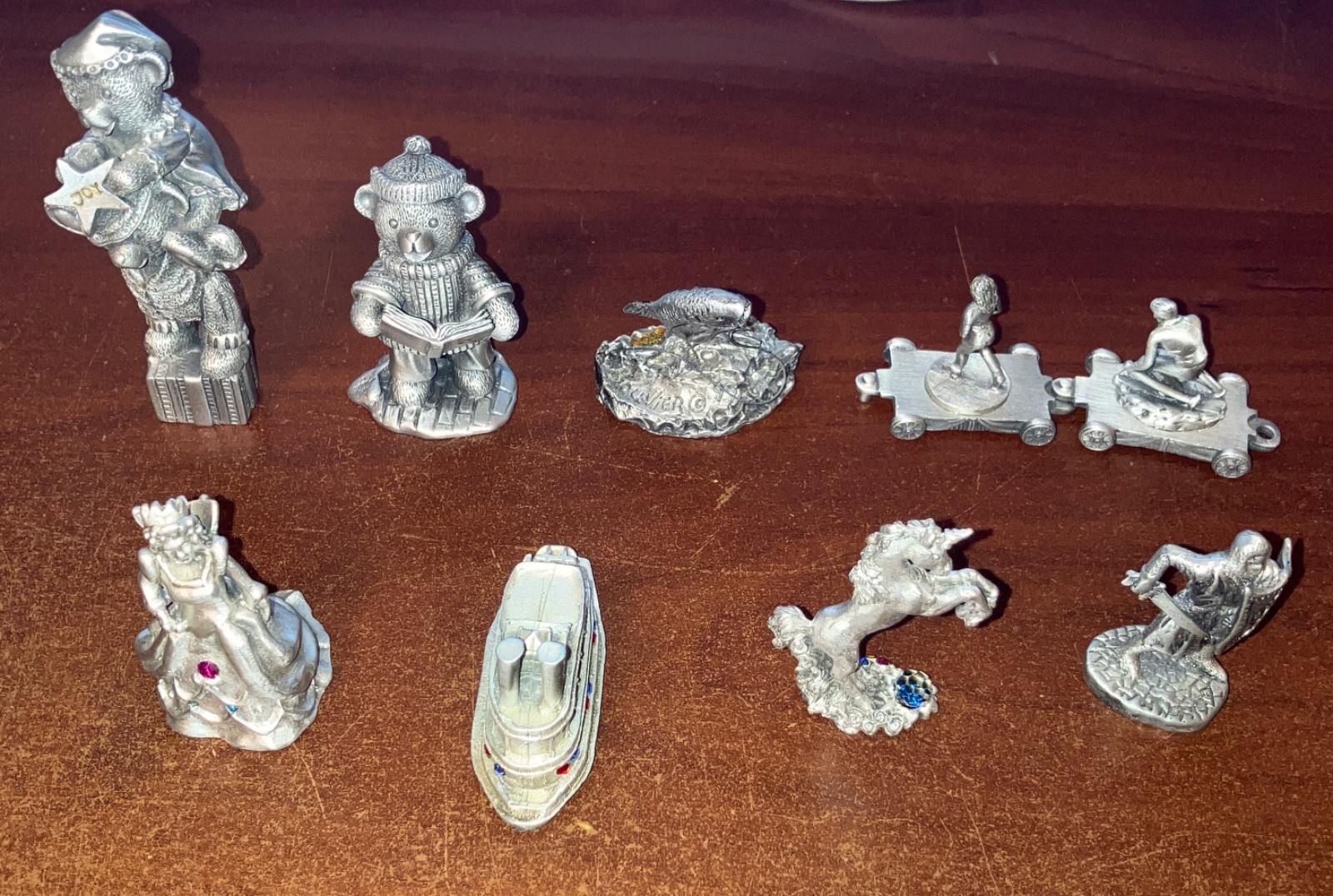 Vintage Pewter Miniatures Lot of 9 1983 Ballena Bay Knight Unicorn Bouvier Fish