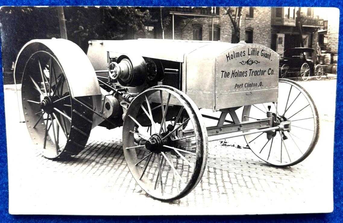 RARE RPPC POSTCARD HOLMES LITTLE GIANT TRACTOR PORT CLINTON OHIO 1912 ANTIQUE