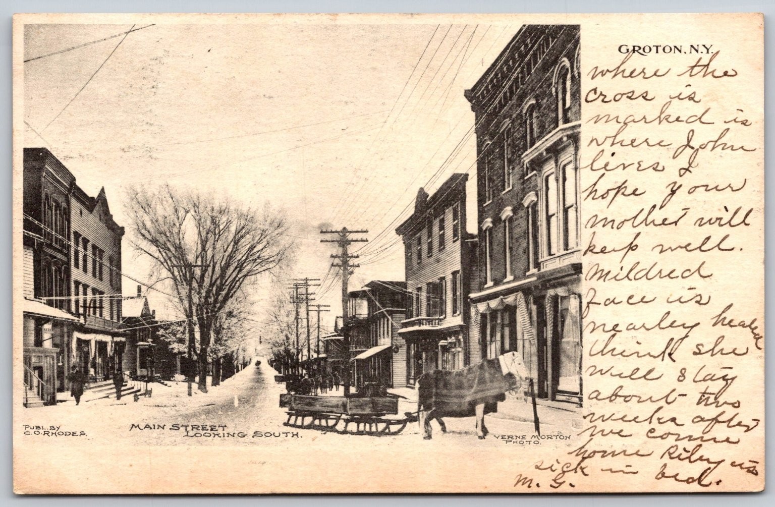Groton NY Main Street Snow Scene 1908 Postcard Verne Morton E82 Groton NY Main Street Snow Scene 1908 Postcard Verne Morton E82