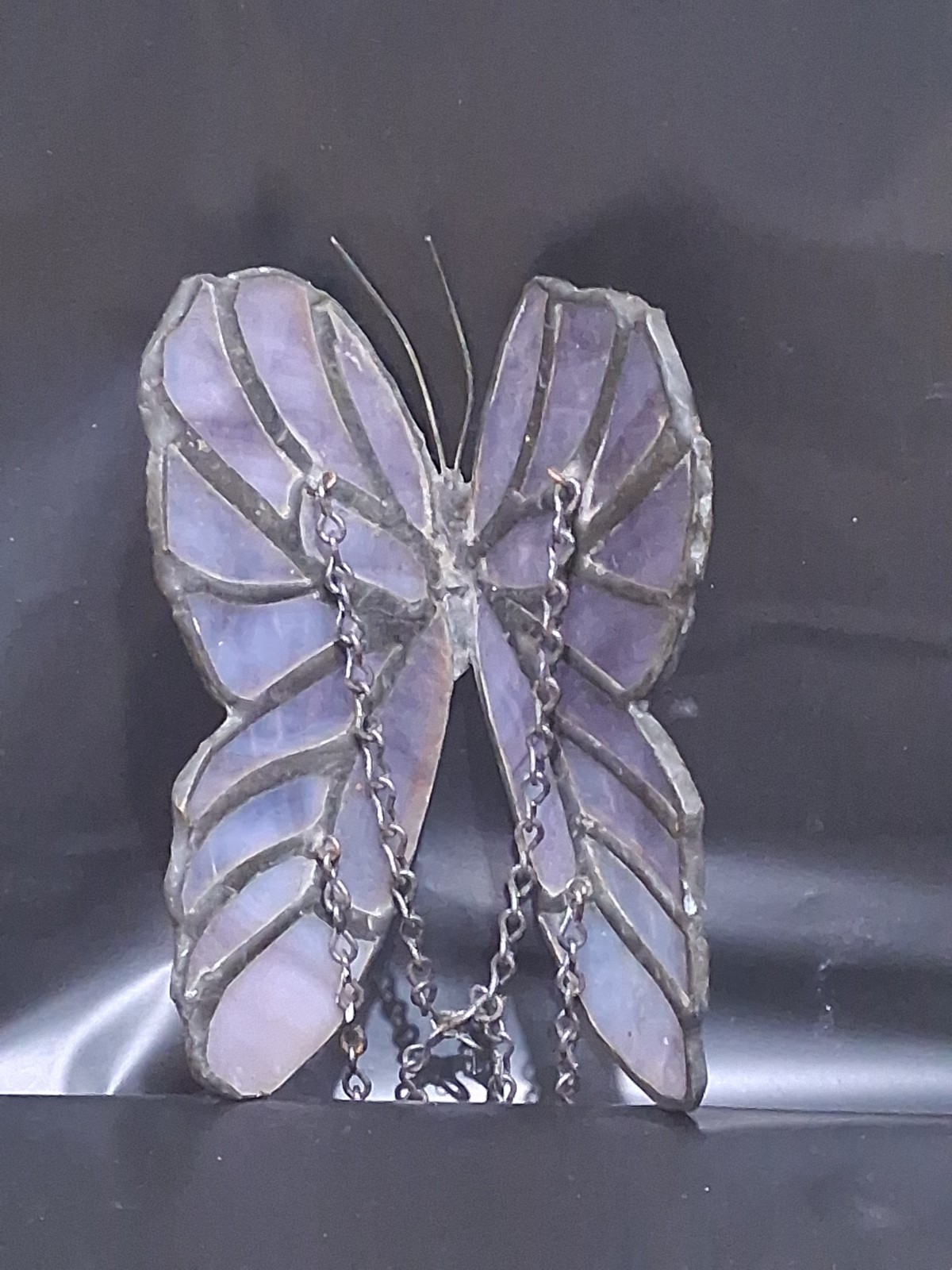 Vintage Stained Glass Butterfly Suncatcher Purple Slag Glass Window Hanging Art Vintage Stained Glass Butterfly Suncatcher Purple Slag Glass Window Hanging Art