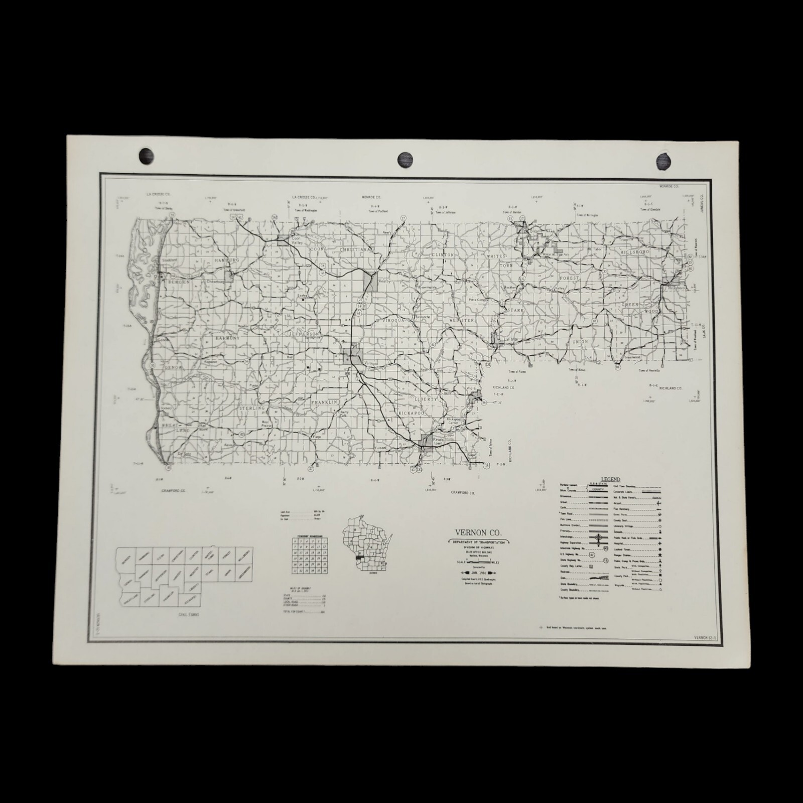 VTG Vernon County Map Wisconsin Department of Transportation Highways 1974 Roads VTG Vernon County Map Wisconsin Department of Transportation Highways 1974 Roads