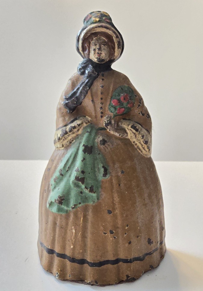 Antique Hubley Colonial Dame Cast Iron Doorstop - original paint - 8-1/4\