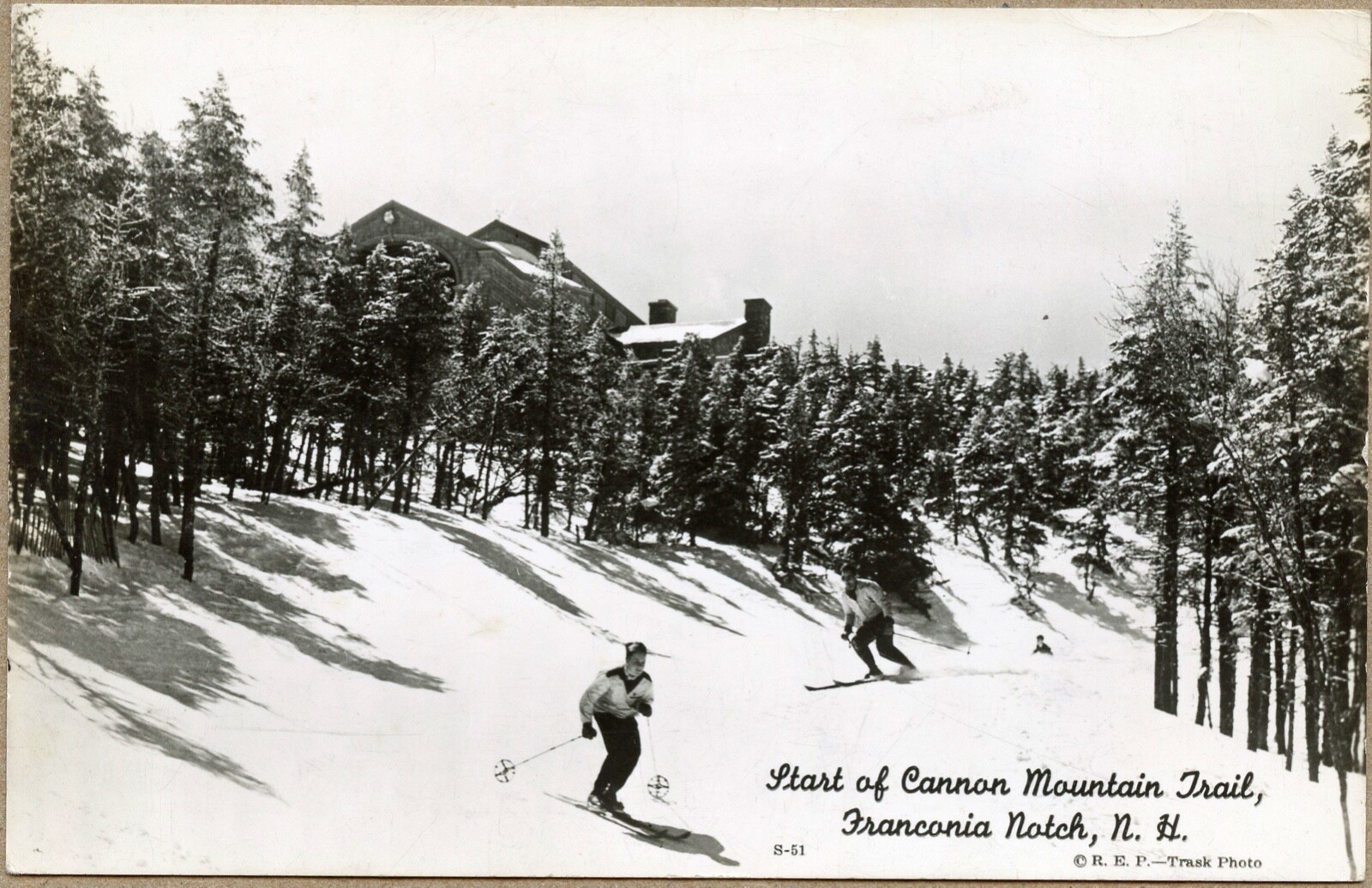 Franconia Notch NH RPPC Cannon Mountain Ski Trail New Hampshire Photo Postcard Franconia Notch NH RPPC Cannon Mountain Ski Trail New Hampshire Photo Postcard