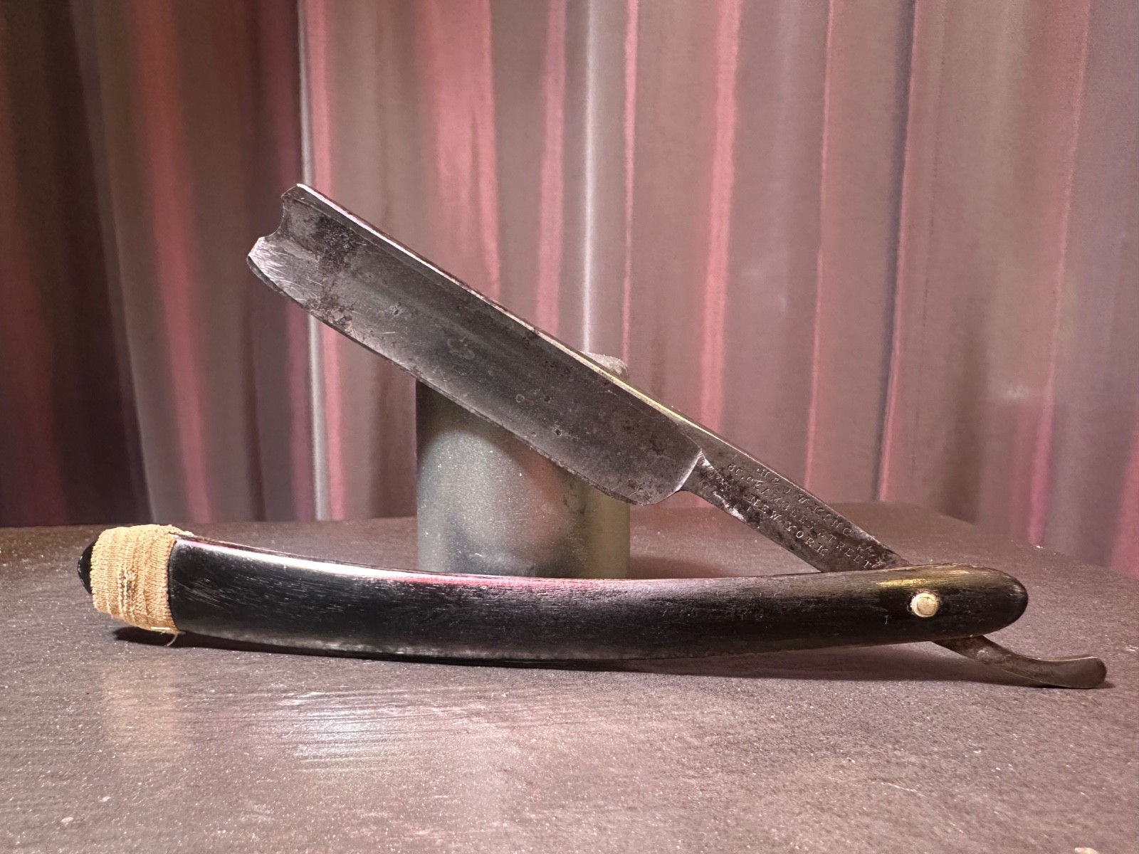 Authentic Antique H. & J. W. King Straight Razor Black – Circa 1870s.
