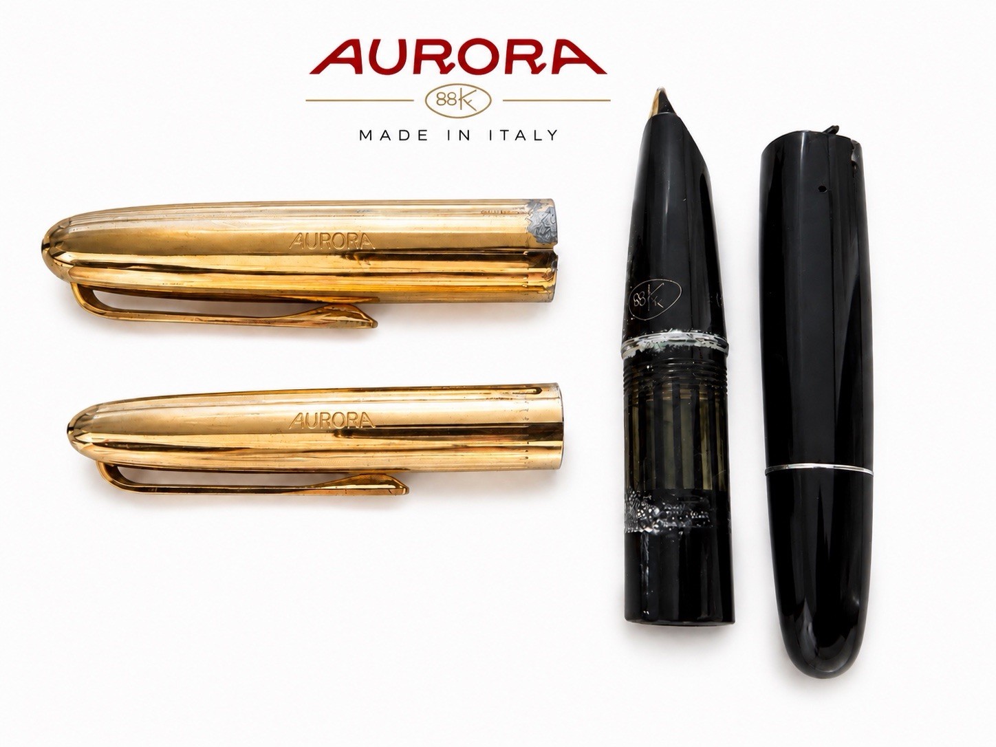 AURORA 88K Fountain Pen And Refill Pencil Lead Cap Vintage Parts