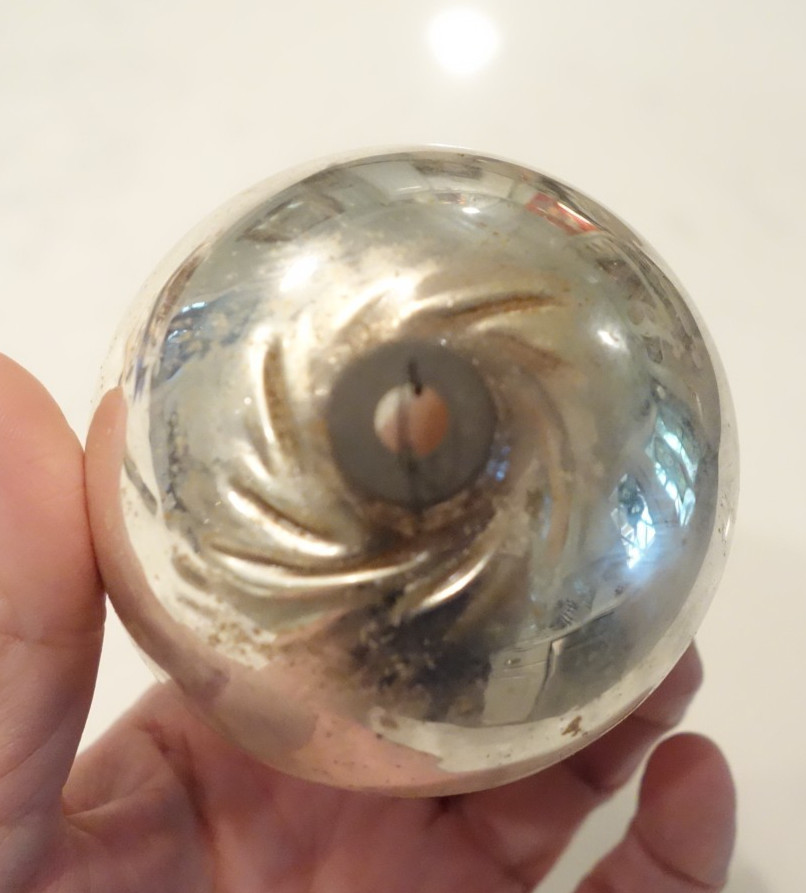 Vintage FRANKE? US of A Glass Christmas Ornament ODDITY Indent Swirl FLUKE