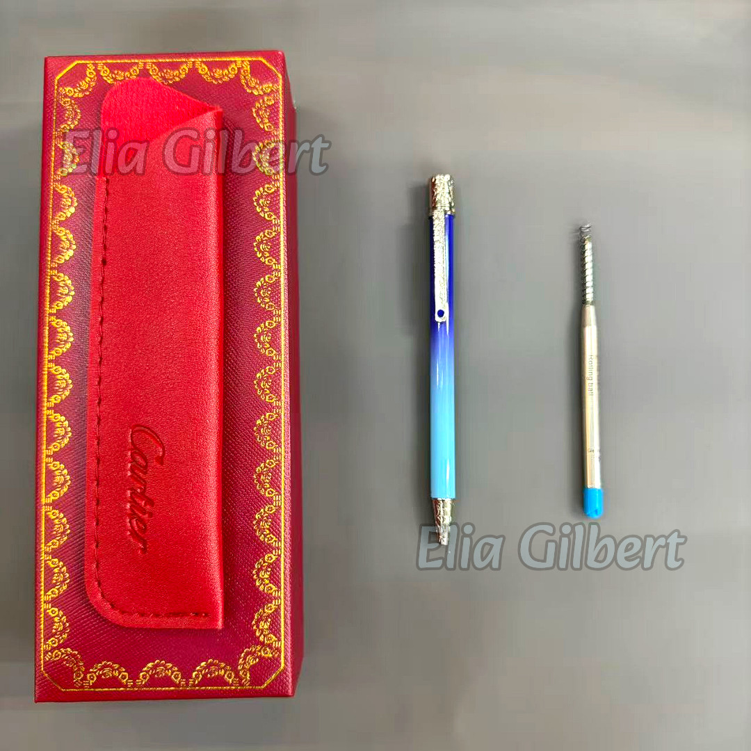 CARTIER Mini Ballpoint Pen Gradient Blue Silver Trim Rare Luxury Gift CARTIER Mini Ballpoint Pen Gradient Blue Silver Trim Rare Luxury Gift