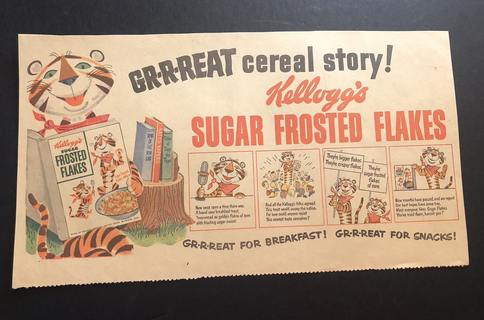 1950’s Tony The Tiger & Tony Jr. Frosted Flakes Rare Newspaper Ad 0C25