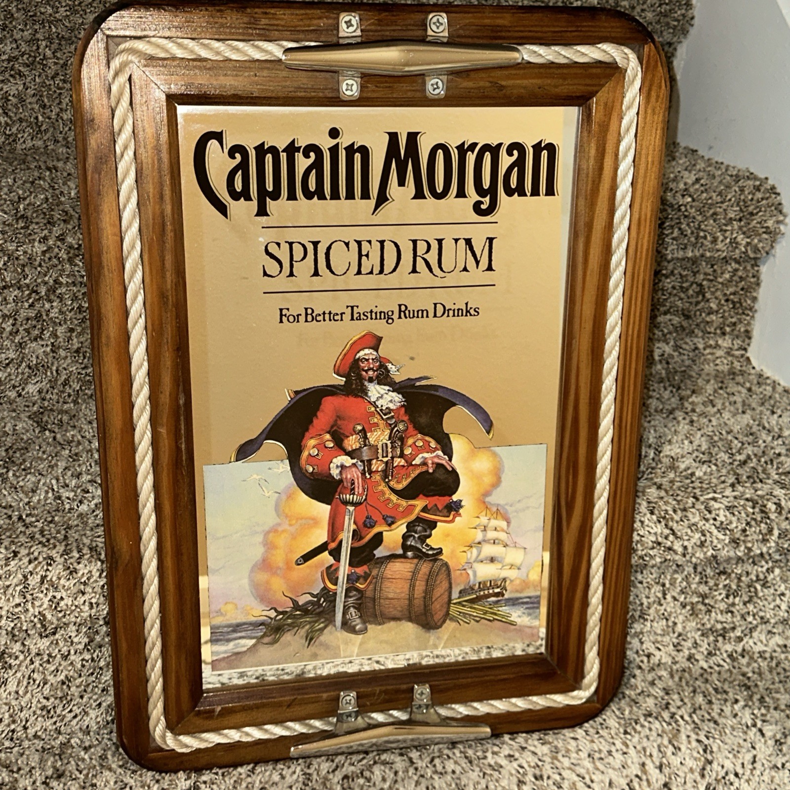 Bar Wall Mirror Captain Morgan Large Sign 21 x 15 Nautical Pirate Man Cave Decor