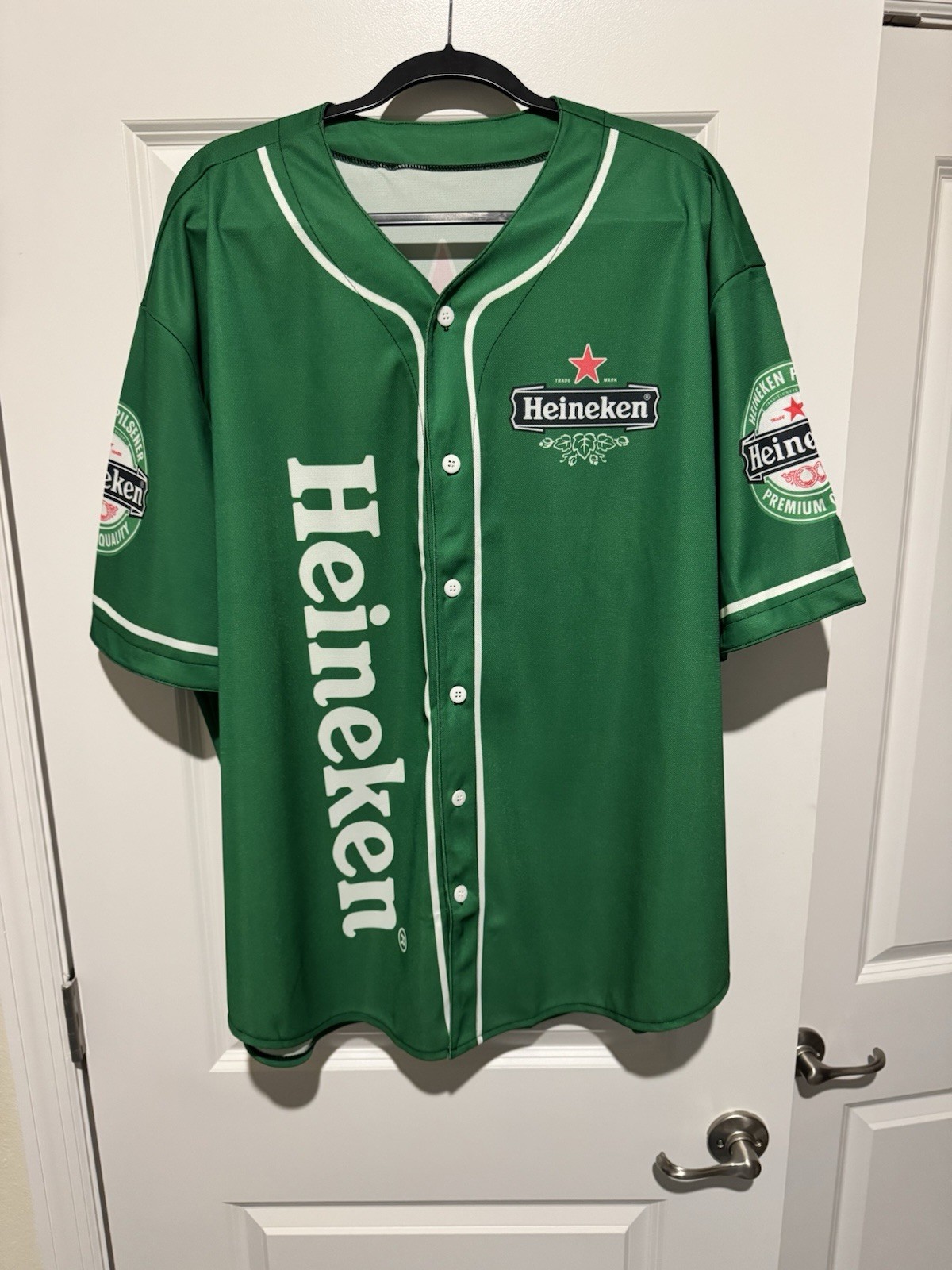 MEN’S GREEN 3XL BIG AND TALL HEINEKEN BEER DOUBLE SIDED BUTTON DOWN JERSEY