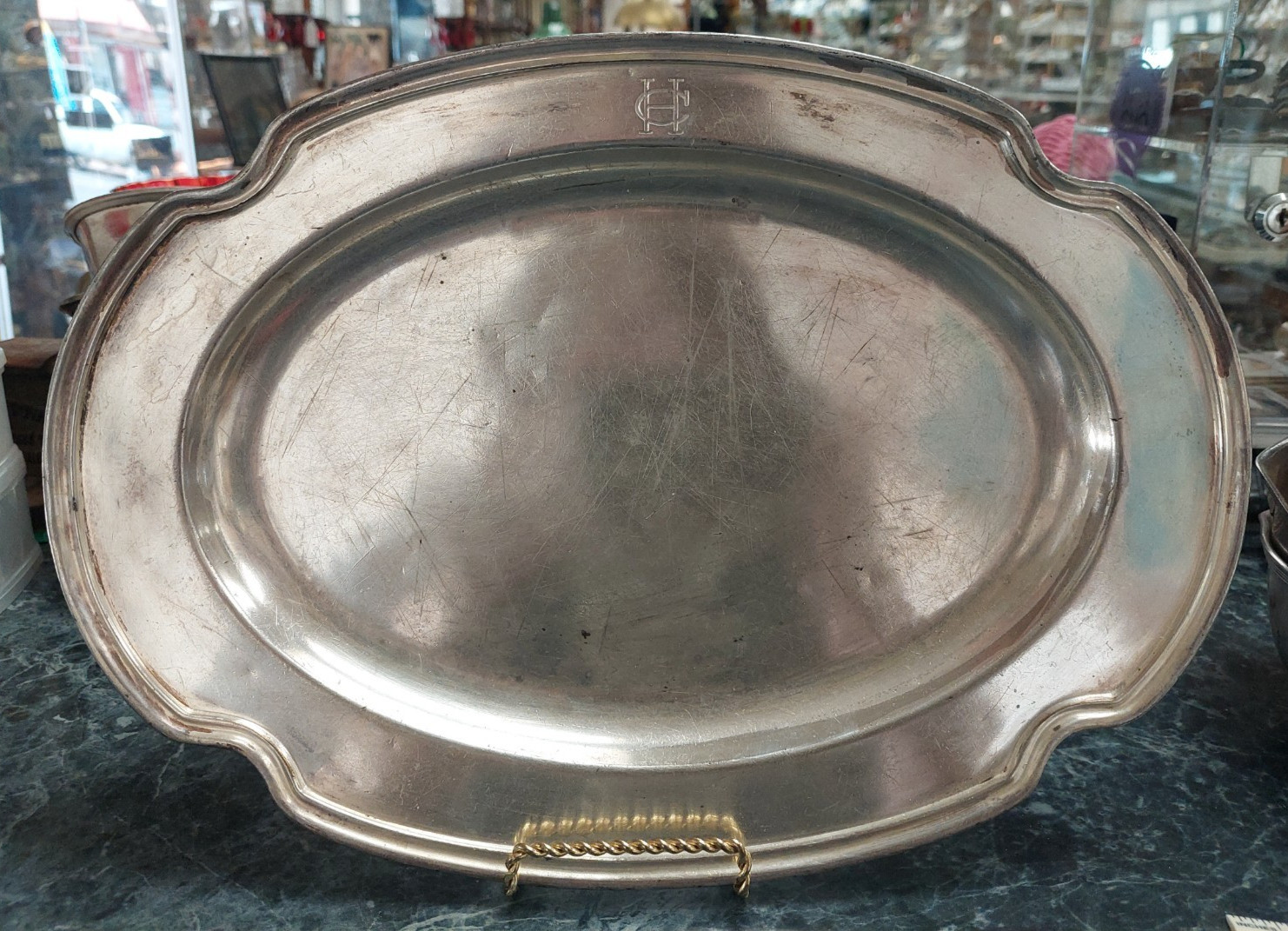 Texas Historic THE HOUSTON CLUB Silver Soldered Reed & Barton Platter 14 x 10 In