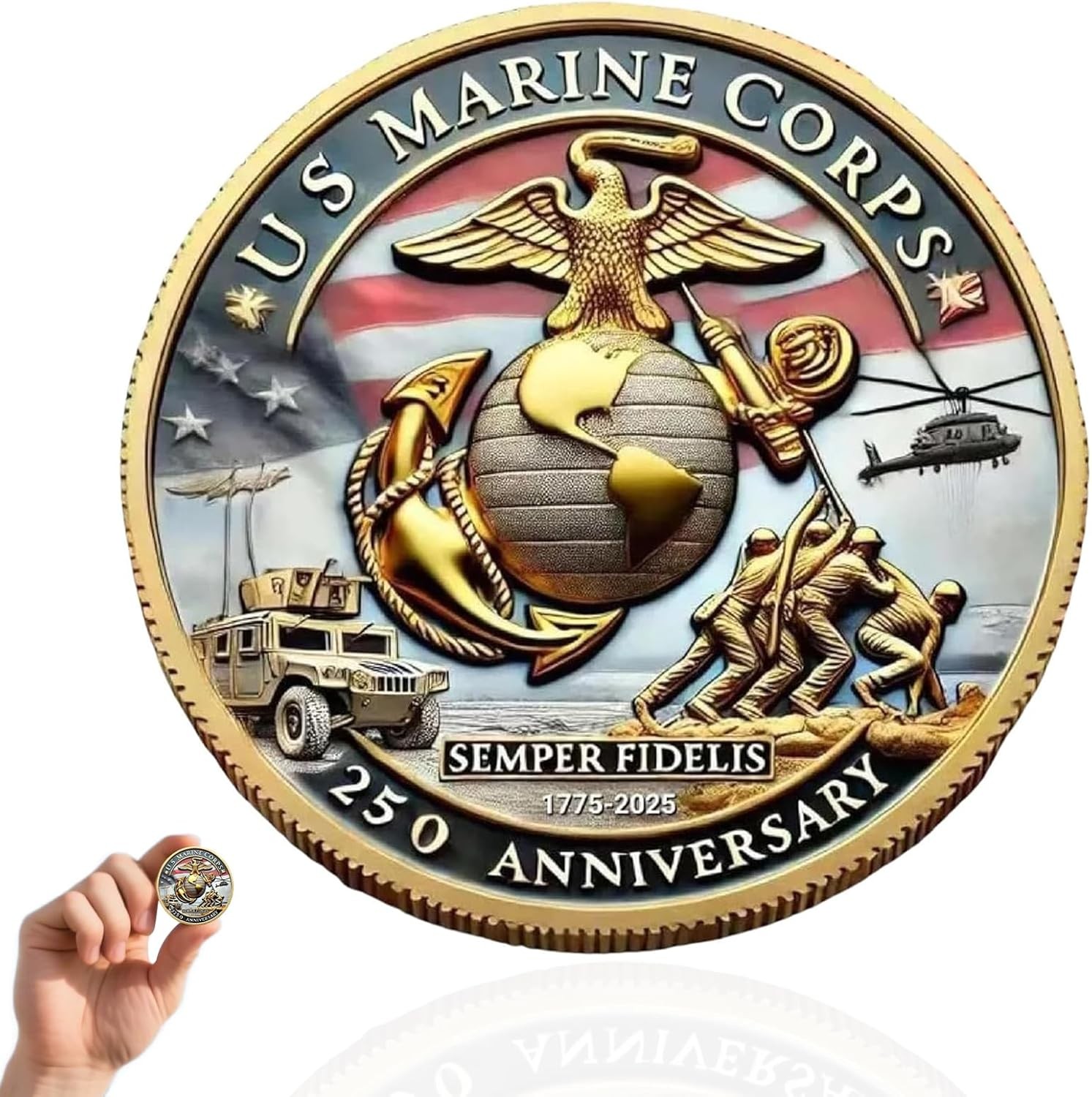 USMC Challenge Coin/Medal, 250th Anniversary U.S.Marine Corps United States USMC Challenge Coin/Medal, 250th Anniversary U.S.Marine Corps United States