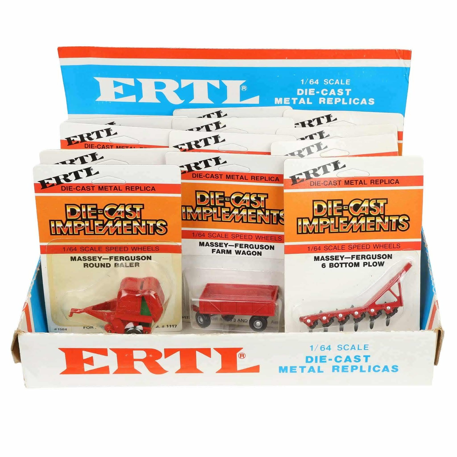 Vintage ERTL Store Advertising Display w/ 12 1/64 Massey Ferguson Farm Toys