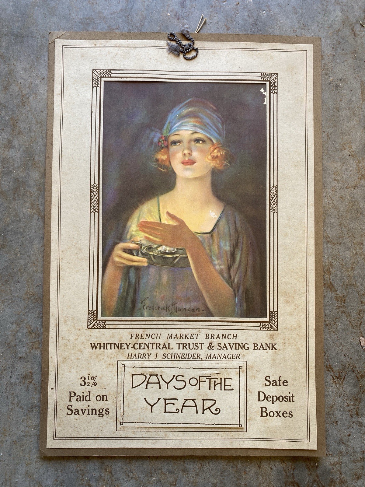 Antique 1925 Whitney Central Bank New Orleans Calendar Frederick Duncan Art