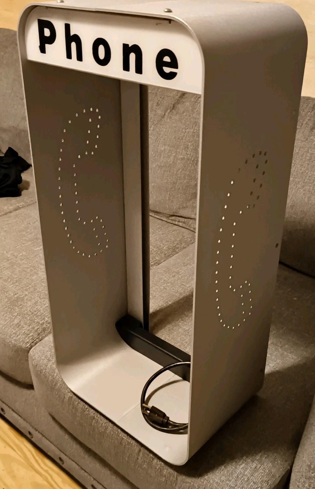 Vintage Aluminum Pay Phone Enclosure Shroud Wired For Light Vintage Aluminum Pay Phone Enclosure Shroud Wired For Light