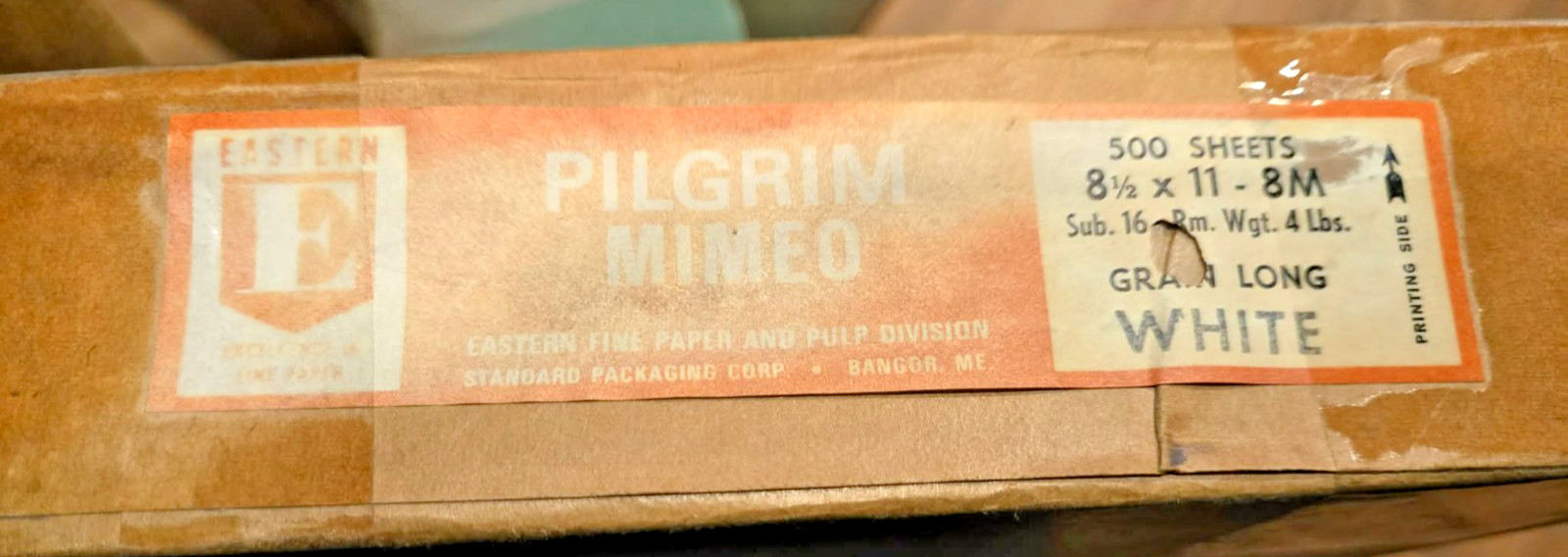 Vtg Pilgrim Mimeo Mimeograph Paper WHITE 8.5 x 11   Sub 16 500 Sheet Grain Long