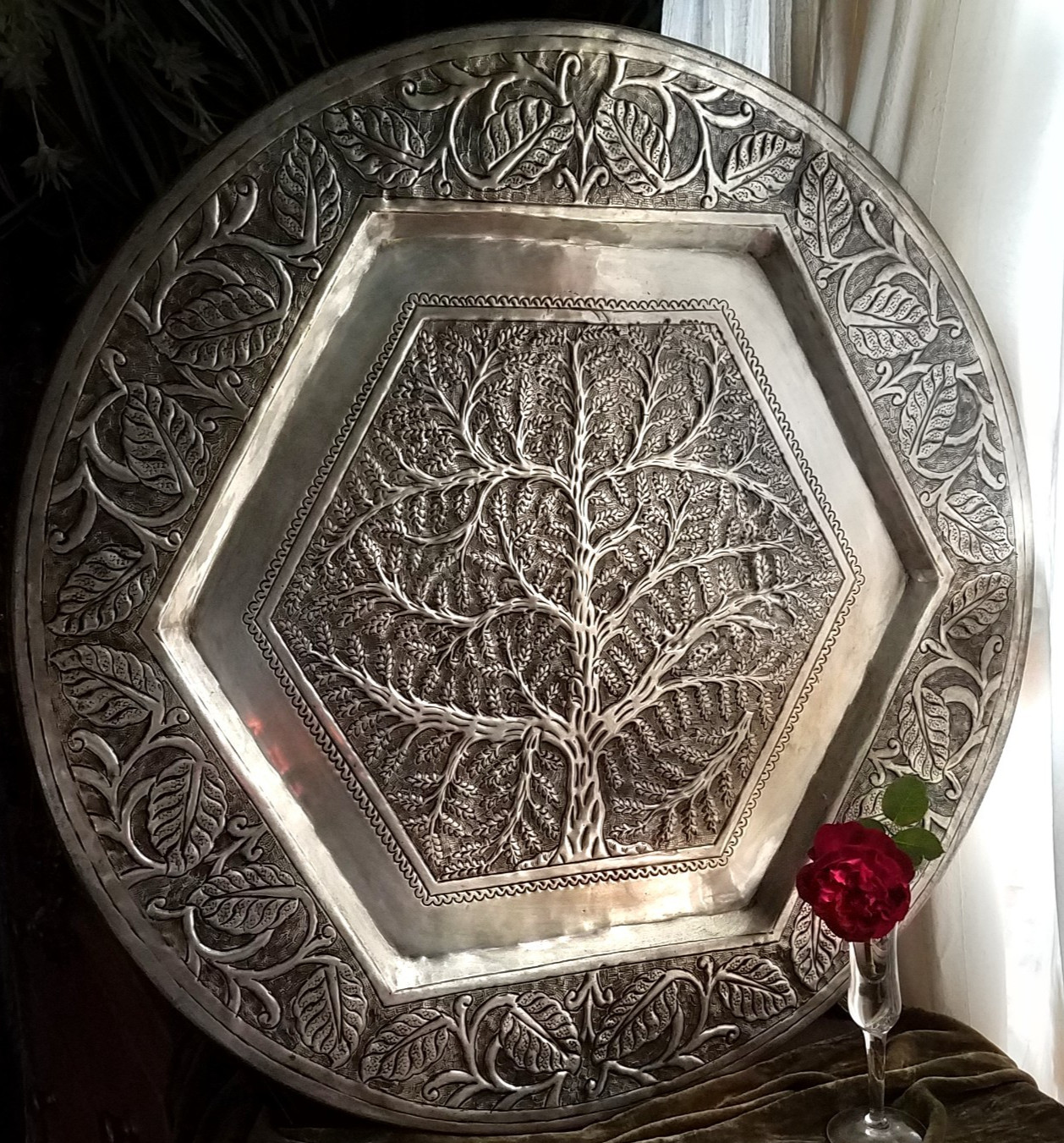 John Richard Tree of Life Silver Repousse Wall Hanging or Tabletop Charger 23