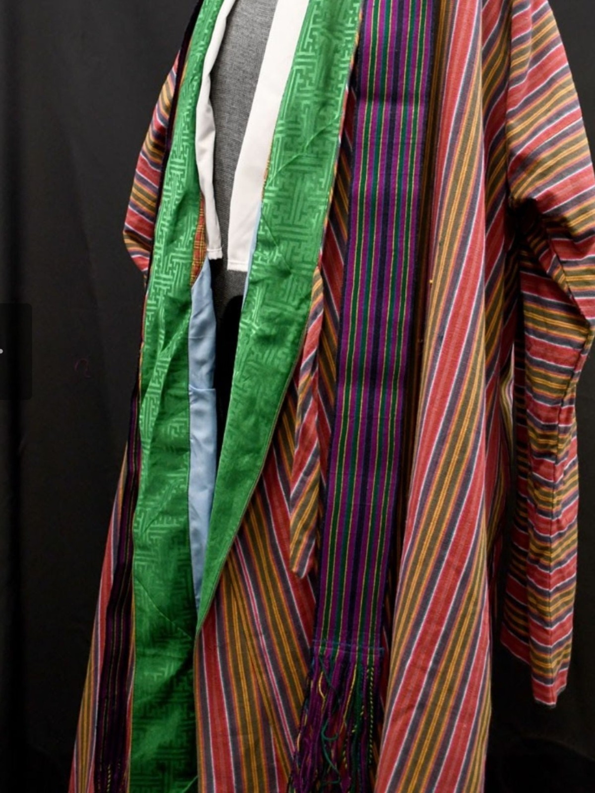 Vintage Handwoven Bhutanese Gho Striped Robe Traditional Dress Jacket Vintage Handwoven Bhutanese Gho Striped Robe Traditional Dress Jacket