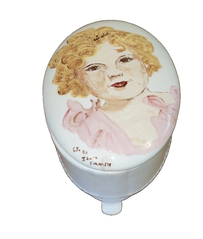 Pretty Rare Vintage HP Shirley Temple ceramic larger jewelry trinket box  Pretty Rare Vintage HP Shirley Temple ceramic larger jewelry trinket box 