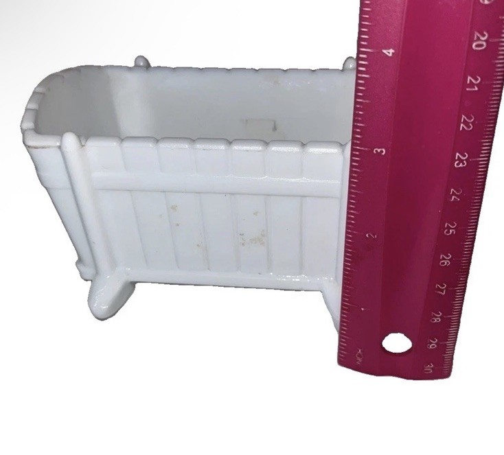 Vintage Indiana Milk Glass Rocking Cradle Planter Picket Fence Candy Dish