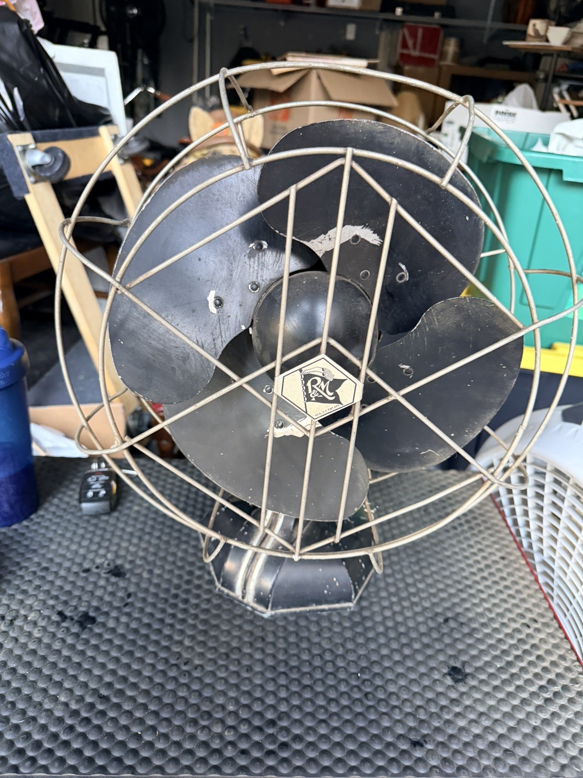 Antique R&M Electric Fan 4 Blades Robbins & Myers 3 Speed Fan