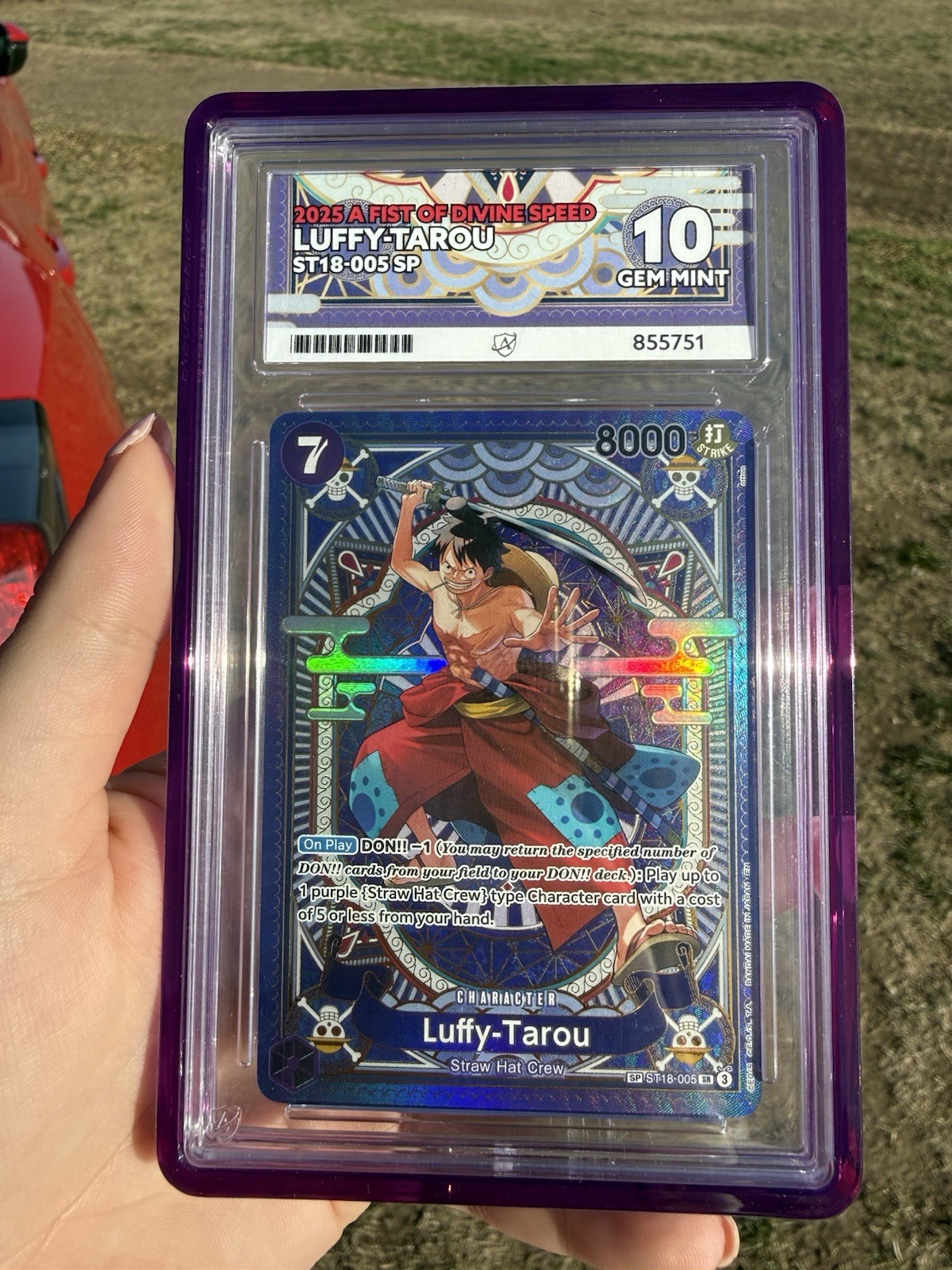 One Piece Luffy-Tarou ST18-005 SP Holo Ace 10 Graded English *perfect subs*