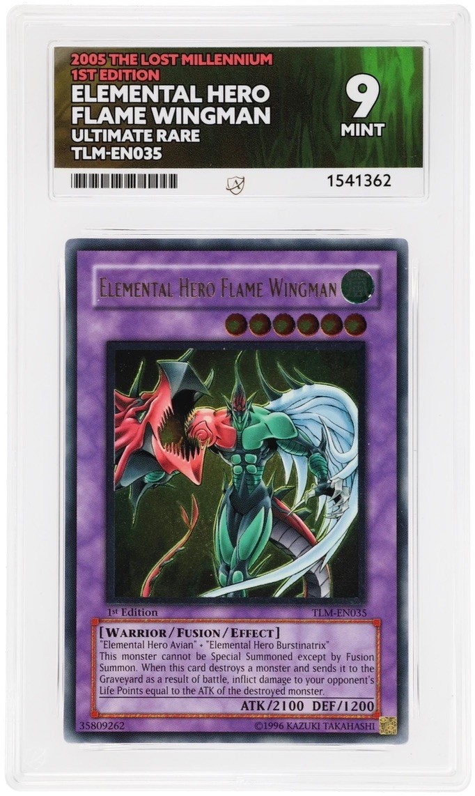 2005 YUGIOH TLM-THE LOST MILLENNIUM EN035 ELEMENTAL HERO FLAME WINGMAN ACE 9 PSA