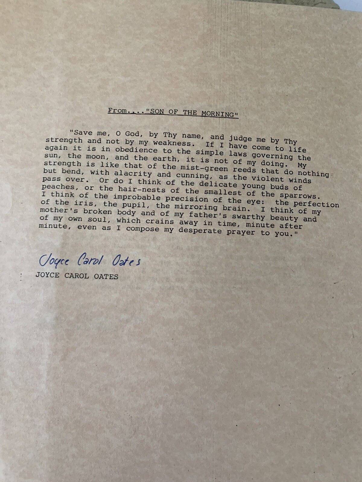 Joyce Carol Oates American Writer Author Signed Passage Autographed New